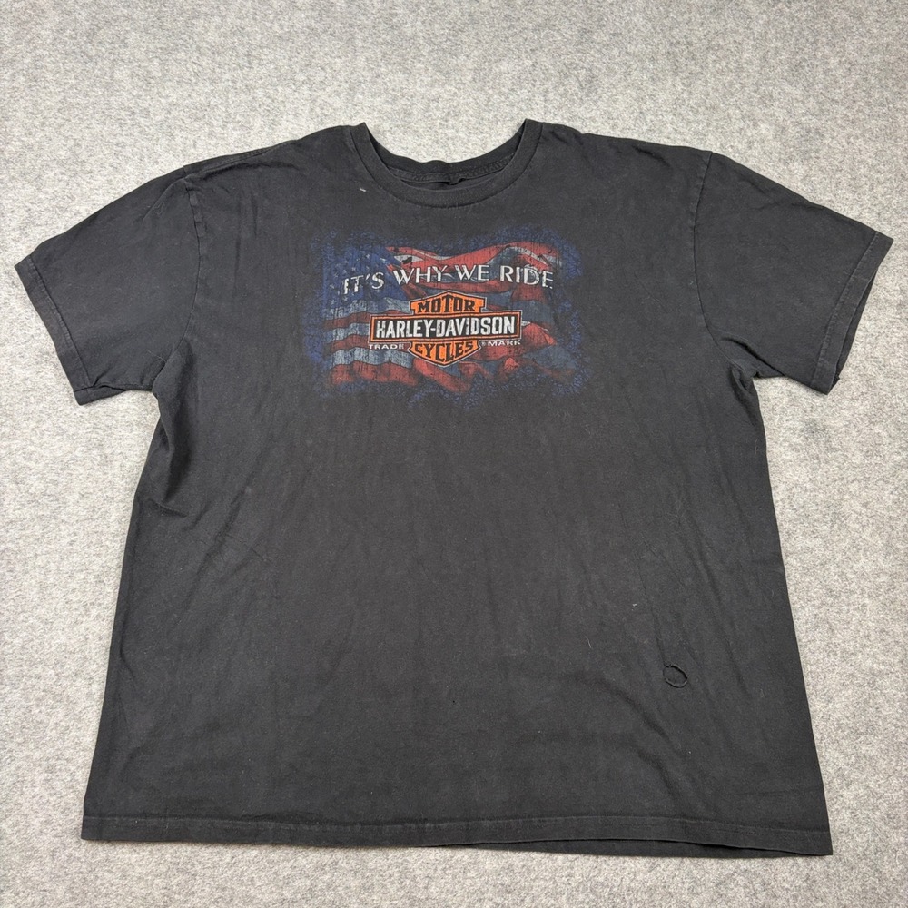Harley Davidson Graphic T Shirt Mens XL‎ Black Oklahoma City Tornado Biker Y2K